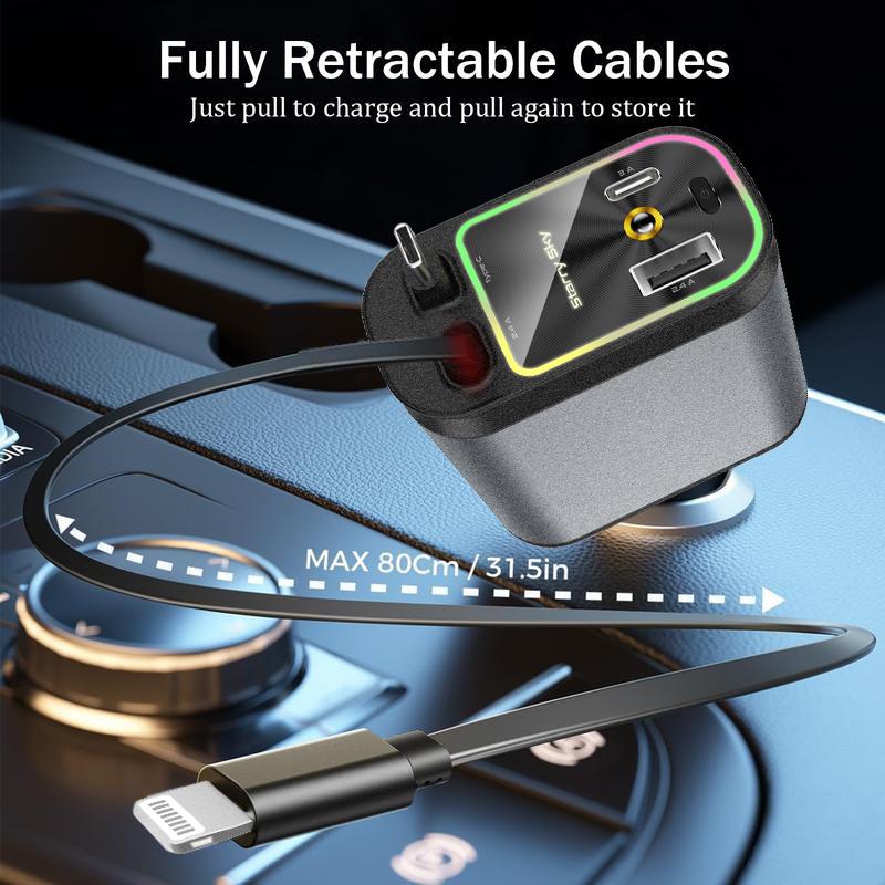 ATP® 4in1 120W Retractable Car Charger Starlight