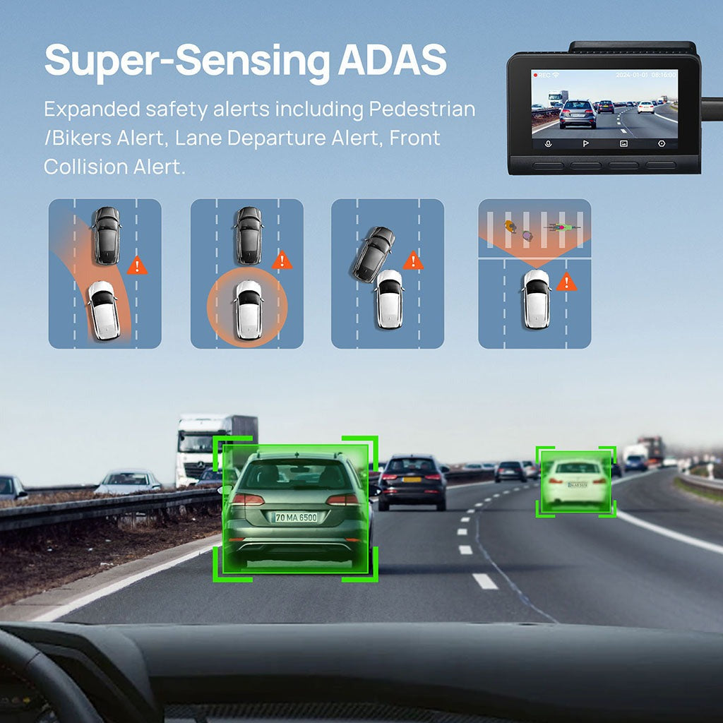 ATP® Dual Dashcam Full HD, Night Vision, 180°Wide Angle, DVR, 24H Parking Mode