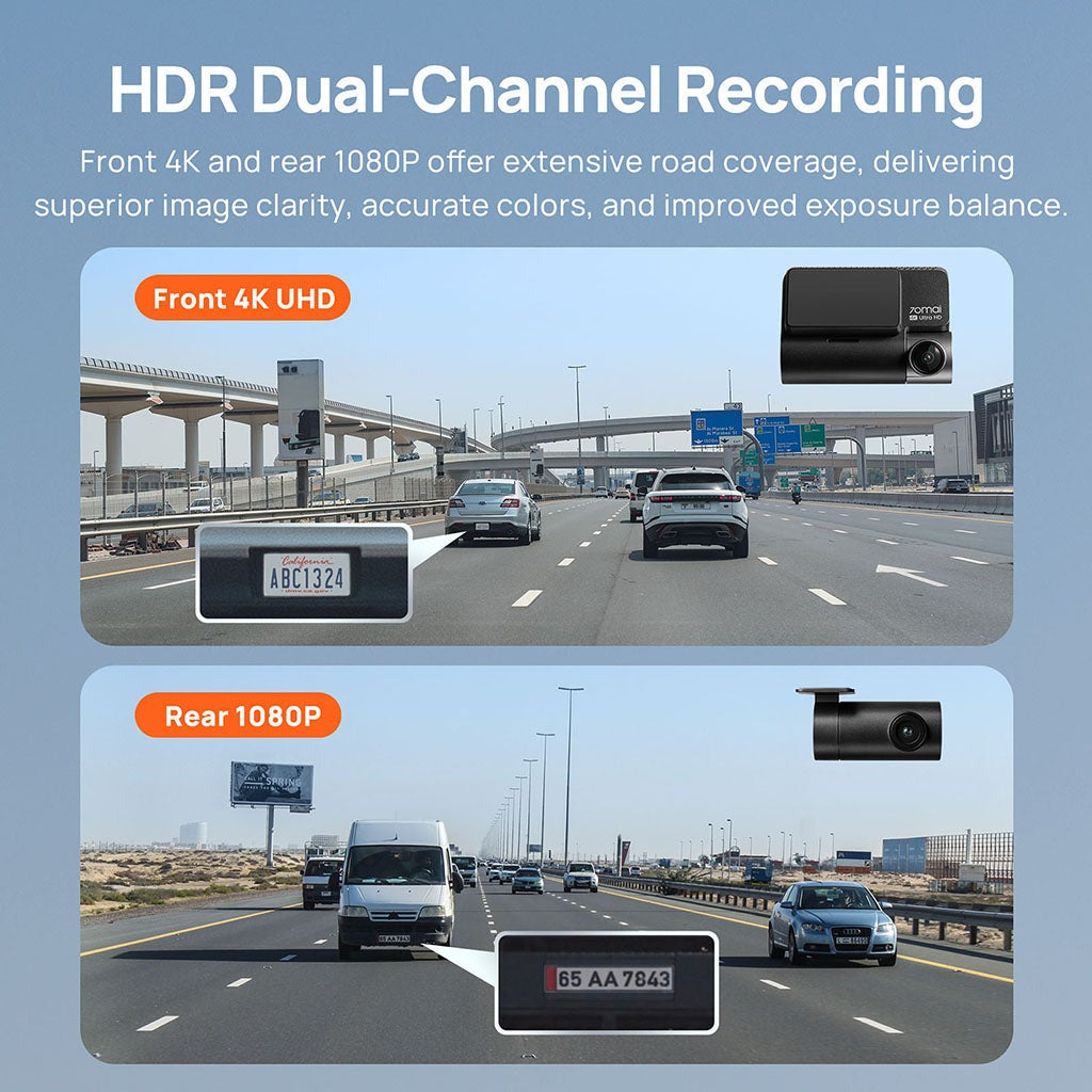 ATP® Dual Dashcam Full HD, Night Vision, 180°Wide Angle, DVR, 24H Parking Mode