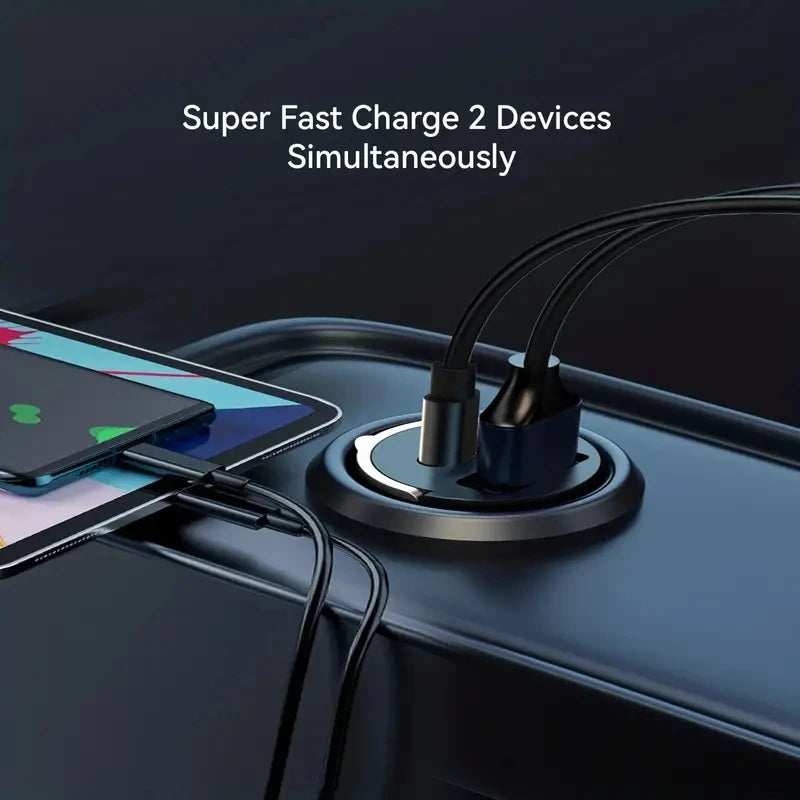 Chargeur de voiture rapide ATP® 66 W avec mini anneau de traction