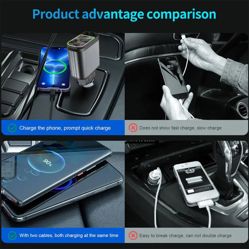 ATP® 4in1 120W Retractable Car Charger Starlight