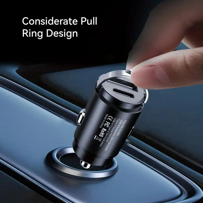Chargeur de voiture rapide ATP® 66 W avec mini anneau de traction