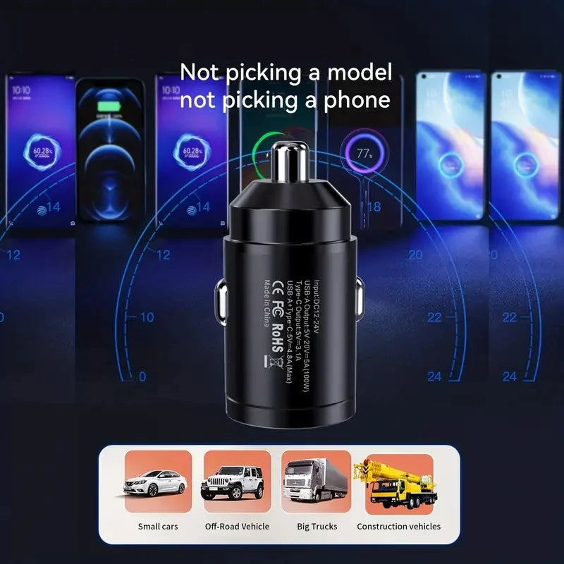Chargeur de voiture rapide ATP® 66 W avec mini anneau de traction
