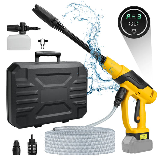 ATP Cordless Pressure Washer 380W Brushless Portable High-Pressure Car Washer Gun 653PSI 3-Speed for Dewalt 20V Battery (No Battery)