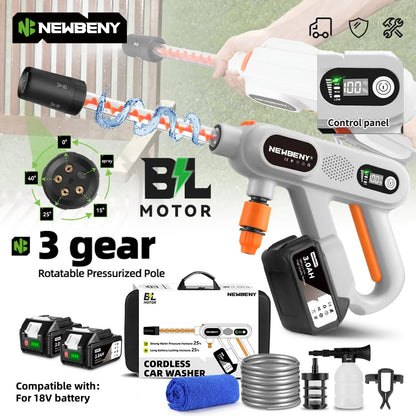 NEWBENY 220Bar Brushless High Pressure Power Car Washer Gun 3 Gears