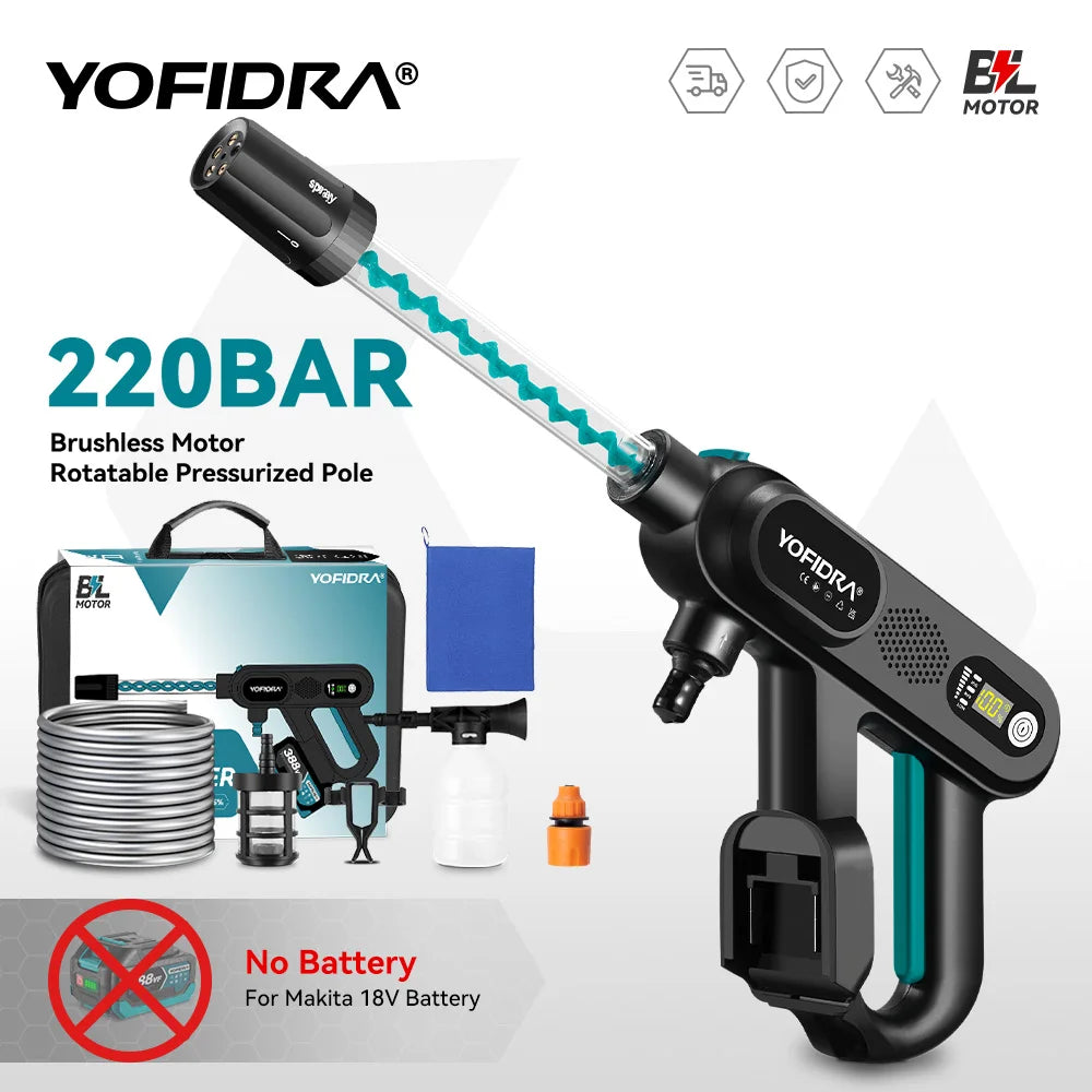 YOFIDRA 5IN1 Brushless Electric High Pressure Car Washer Gun 220Bar