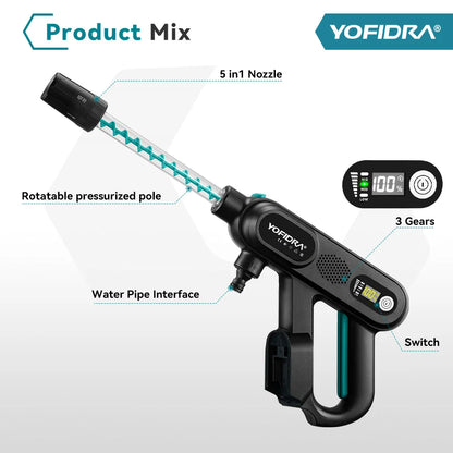 YOFIDRA 5IN1 Brushless Electric High Pressure Car Washer Gun 220Bar