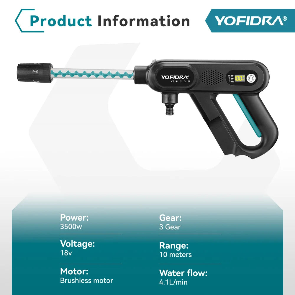 YOFIDRA 5IN1 Brushless Electric High Pressure Car Washer Gun 220Bar