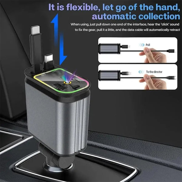 ATP® 4in1 120W Retractable Car Charger Starlight