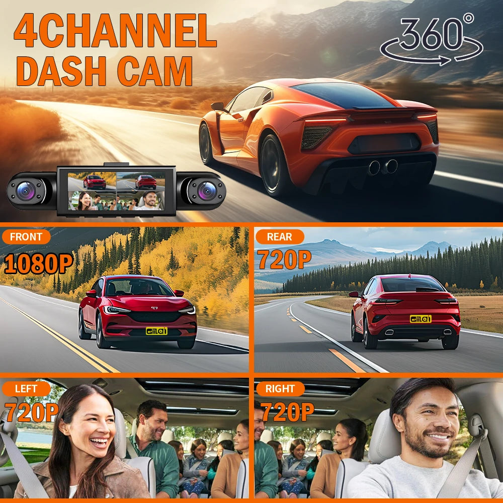 4 Channel Dash Cam - Night Vision