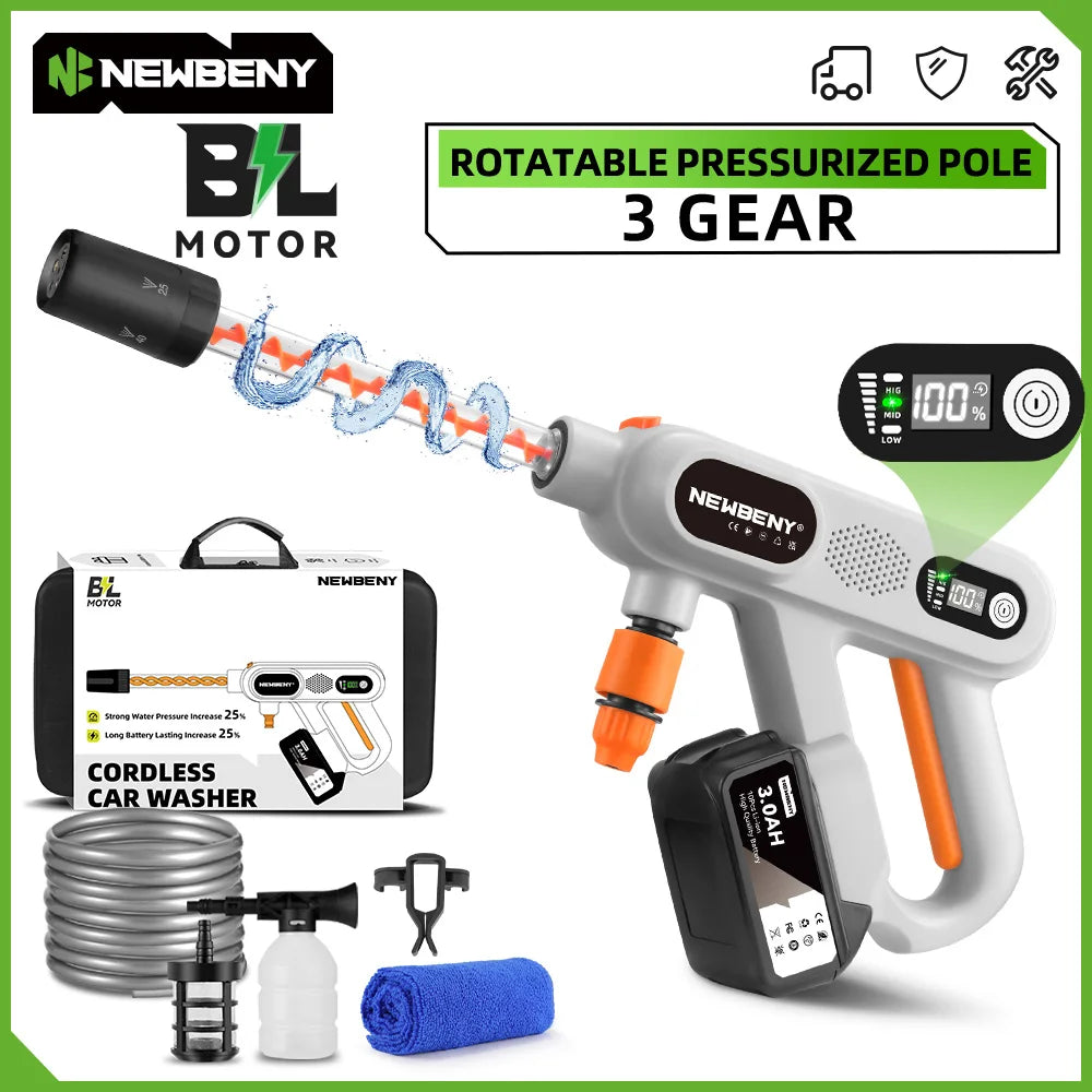NEWBENY 220Bar Brushless High Pressure Power Car Washer Gun 3 Gears