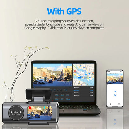 Dash Cam 4K UHD Recording Car Camera DVR Night Vision Built-In Wi-Fi
