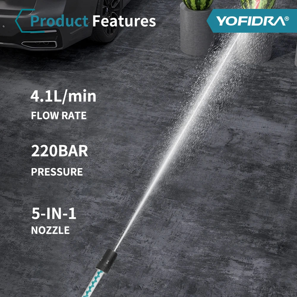 YOFIDRA 5IN1 Brushless Electric High Pressure Car Washer Gun 220Bar
