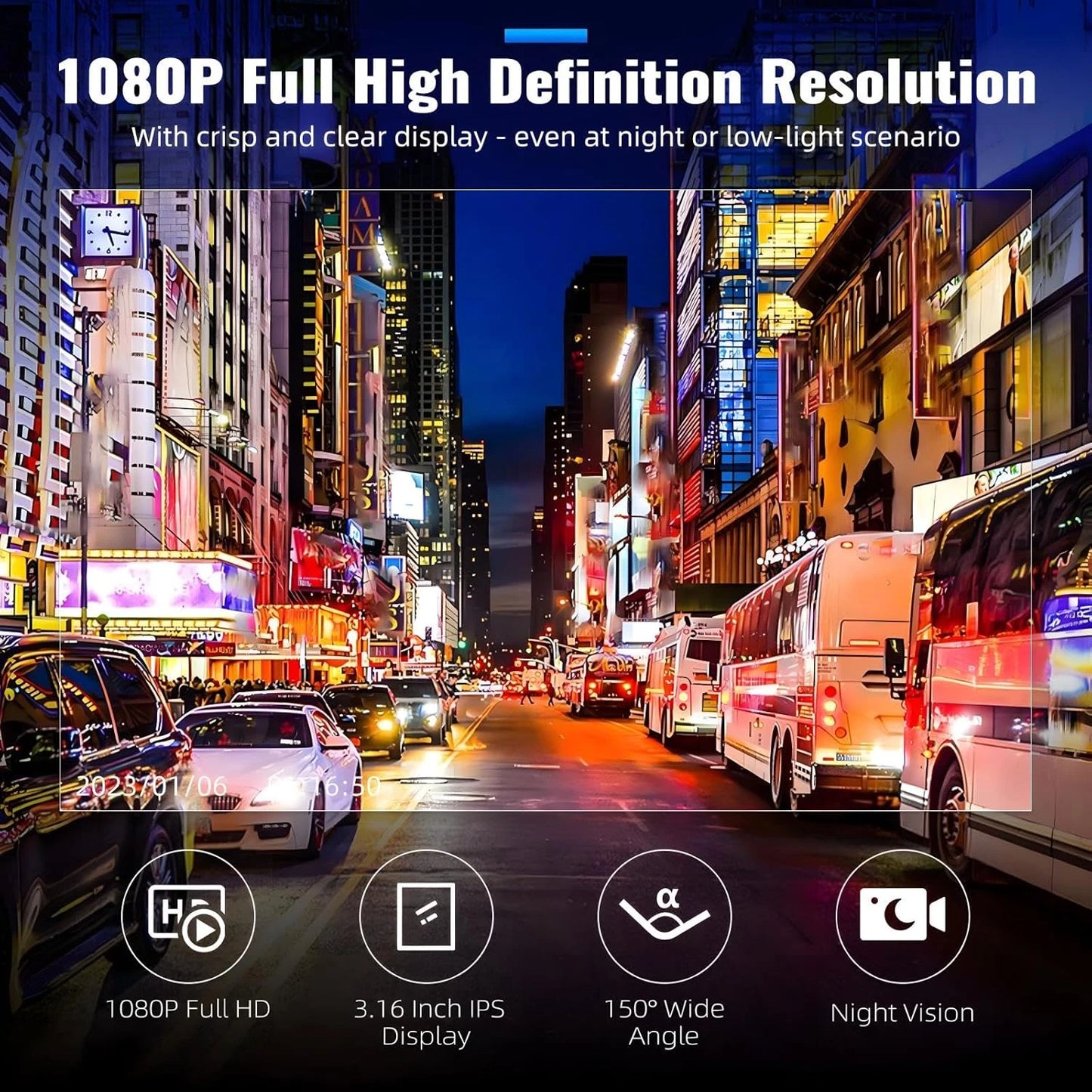 ATP® VisionPro DualCam Full HD, Night Vision, 180°Wide Angle, DVR, 24H Parking Mode